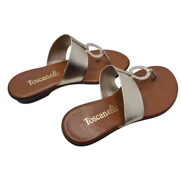 Tuscanella Made in Italy Womens Slip on Silver Color Thong Sandals - Picture 8 of 9